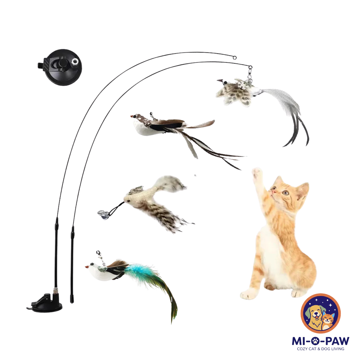 Interactive Suction-Cup Feather Bird Cat Toy